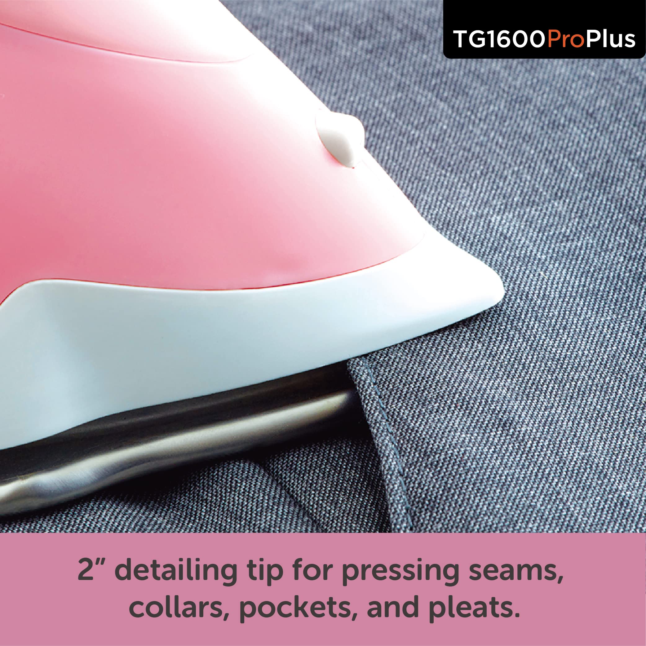 Oliso TG1600 Pro Plus 1800 Watt SmartIron with Auto Lift - for Clothes, Sewing, Quilting and Crafting Ironing, Pink