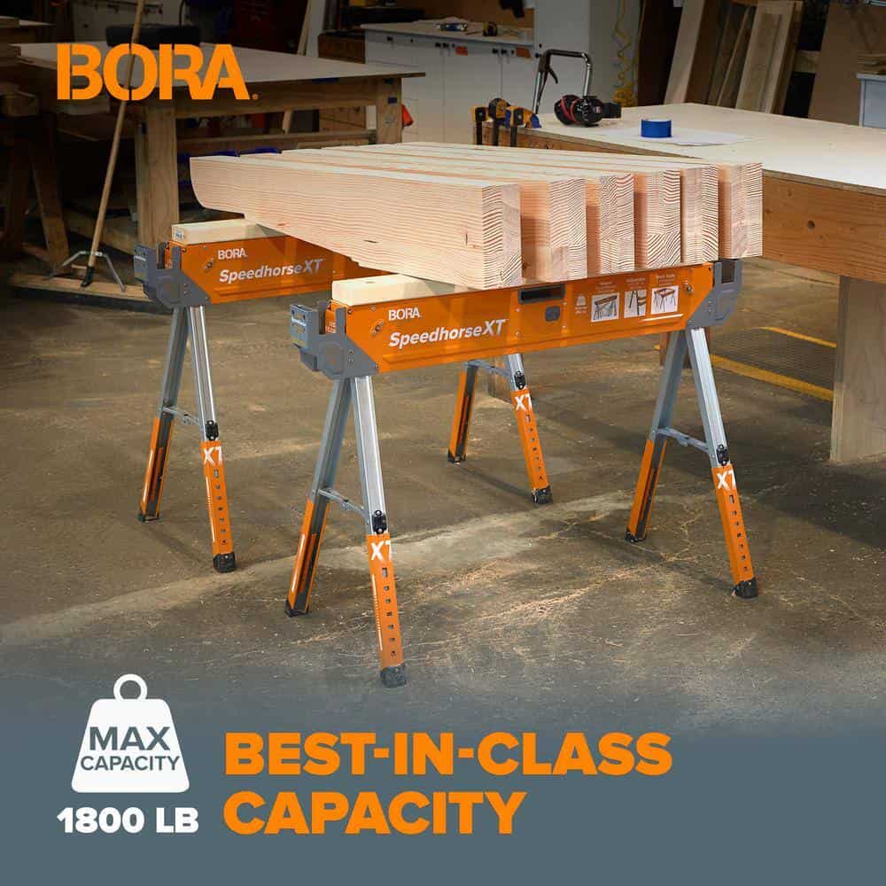 BORA PM-4550 30 in. to 36 in. H Steel Speed Horse XT Adjustable Height Sawhorse with Auto Release Legs