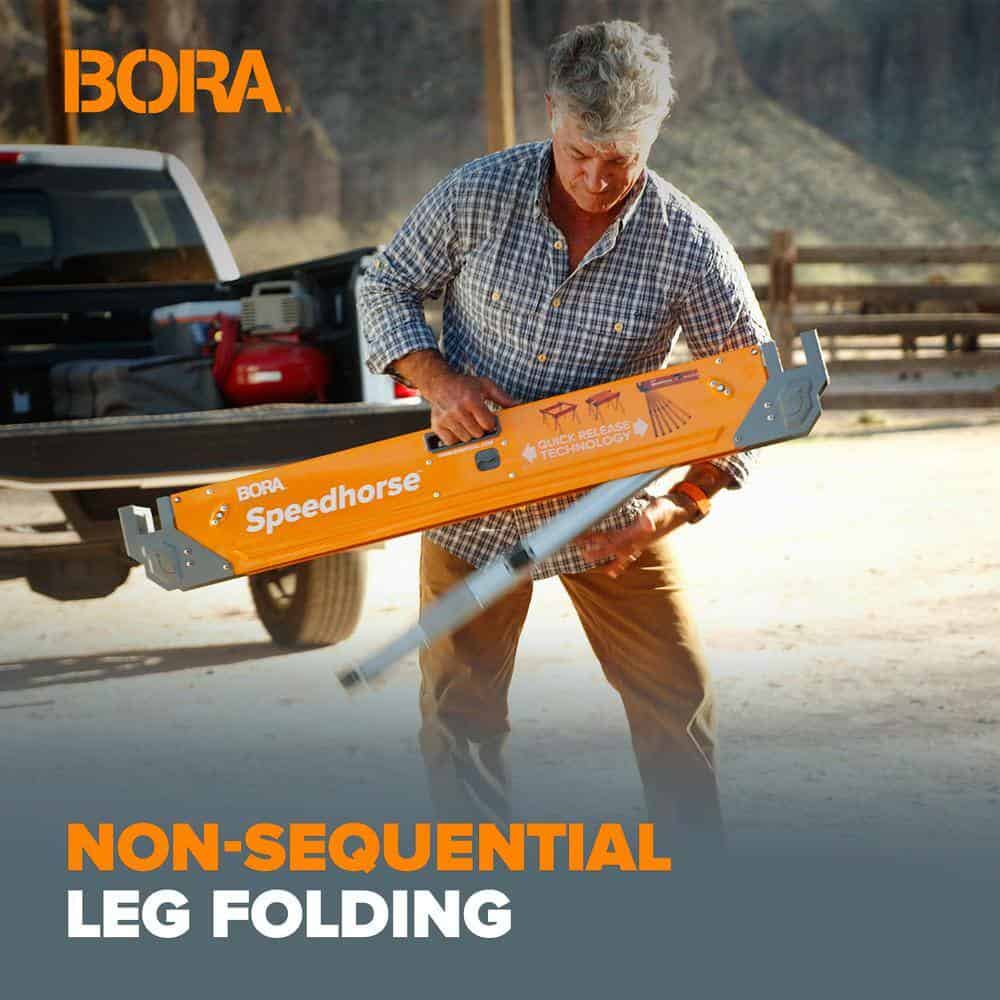BORA PM-4550 30 in. to 36 in. H Steel Speed Horse XT Adjustable Height Sawhorse with Auto Release Legs