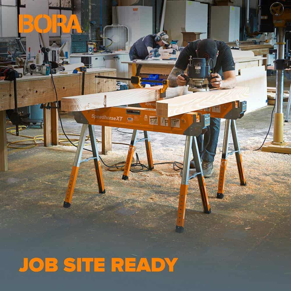 BORA PM-4550 30 in. to 36 in. H Steel Speed Horse XT Adjustable Height Sawhorse with Auto Release Legs
