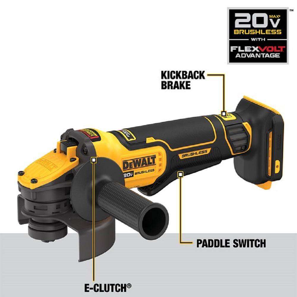 DEWALT 20V MAX Cordless Brushless 4.5 - 5 in. Paddle Switch Angle Grinder with FLEXVOLT ADVANTAGE (Tool Only)