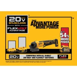 DEWALT 20V MAX Cordless Brushless 4.5 - 5 in. Paddle Switch Angle Grinder with FLEXVOLT ADVANTAGE (Tool Only)