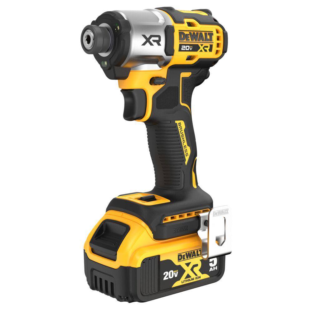 DEWALT 20-Volt Maximum XR Lithium-Ion Cordless Brushless 1/4 in. 3-Speed Impact Driver Kit with 5.0 Ah Battery, Charger and Bag