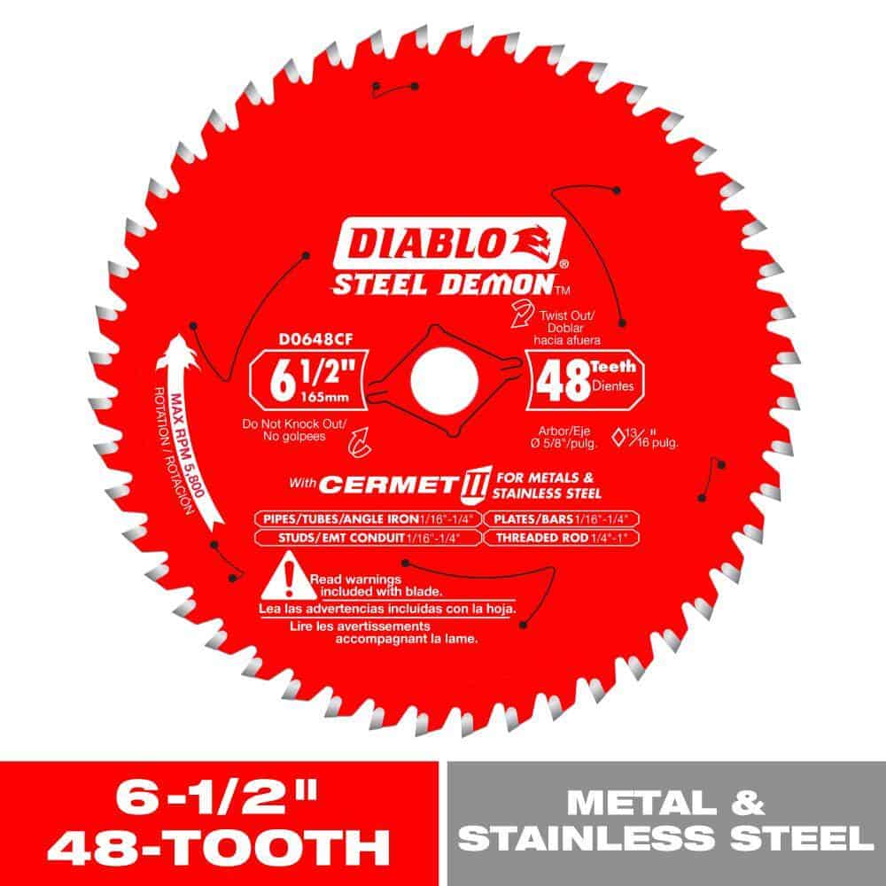 DIABLO Steel Demon 6-1/2 in. x 48-Tooth Cermet II Metals and Stainless Steel Circular Saw Blade