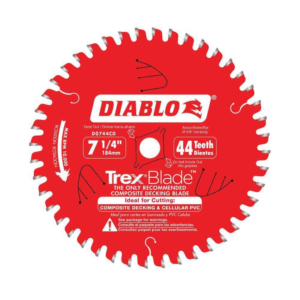 DIABLO 7-1/4in. x 44-Teeth TrexBlade Circular Saw Blade for Composites and Plastic