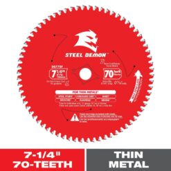 DIABLO 7-1/4in. x 70-Teeth Steel Demon Carbide-Tipped Saw Blade for Thin Metal