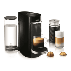 Nespresso VertuoPlus Deluxe Coffee and Espresso Machine Bundle with Aeroccino Milk Frother by De'Longhi, Black
