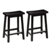Amazon Basics Solid Wood Saddle-Seat Counter-Height Kitchen Island BarStool, 24-Inch Height, Black - Set of 2
