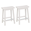 Amazon Basics Solid Wood Saddle-Seat Counter Height Kitchen Island Barstool, 24-Inch Height, White - Set of 2