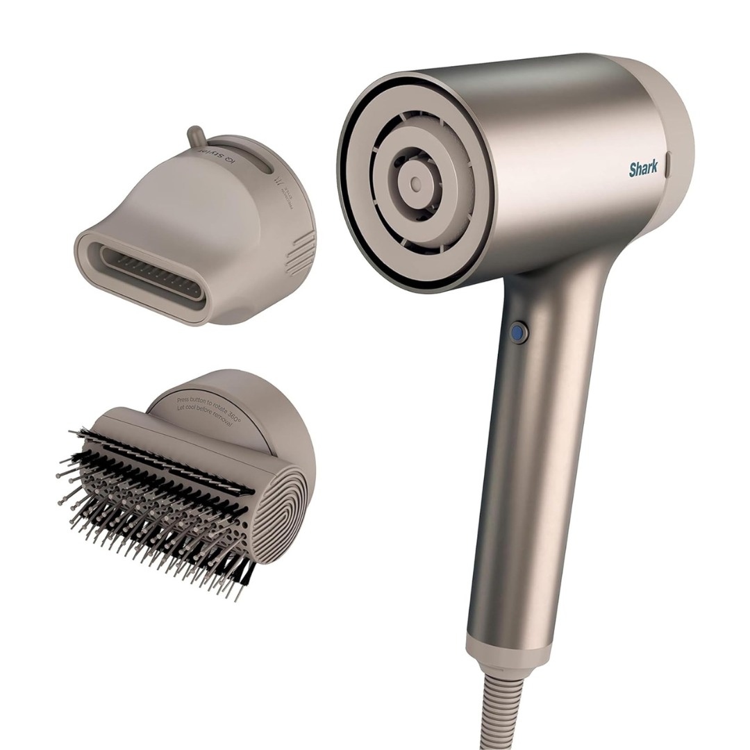 Shark HD112BRN Hair Blow Dryer HyperAIR Ionic Hair Dryer with 2-in-1 Concentrator and Styling Attachments, Auto Presets