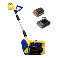 Mellif Brushless Snow Shovel with 4.0Ah Battery & Charger Kit, 12in. Clear Width, Heavy-Duty, Cordless (Yellow & Blue)