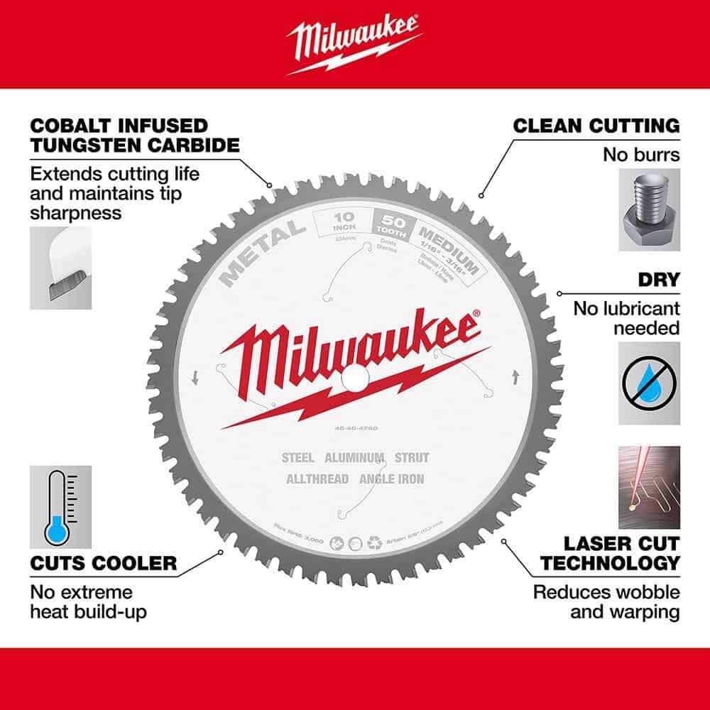 Milwaukee 10 in. x 50 Carbide Teeth Metal Cutting Circular Saw Blade