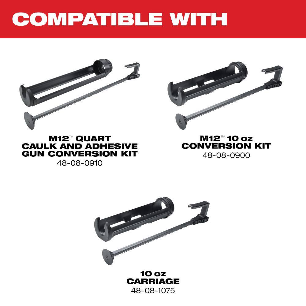 Milwaukee M12 12V Lithium-Ion Cordless 10 oz. Adhesive and Caulk Gun (Tool-Only)