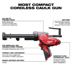 Milwaukee M12 12V Lithium-Ion Cordless 10 oz. Adhesive and Caulk Gun (Tool-Only)