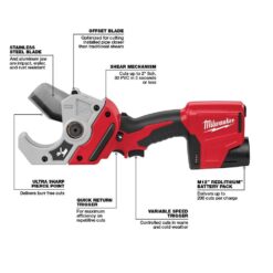 Milwaukee 2470-20 M12 12V Lithium-Ion Cordless PVC Pipe Shear (Tool-Only)