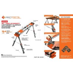 PROTOCOL SAW46 46 in. x 29 in. Lightweight Aluminum Adjustable Height Collapsible Sawhorse