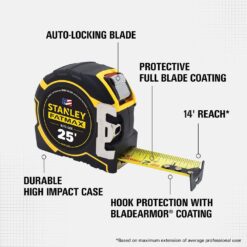 Stanley 31 in. 2-Way Adjustable Plastic Folding Sawhorse (2 Pack) and FATMAX 25 ft. x 1-1/4 in. Auto Lock Tape Measure