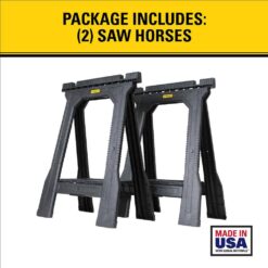 Stanley STST60952 4 in. W x 32 in. H Plastic Folding Sawhorse (2 Pack)