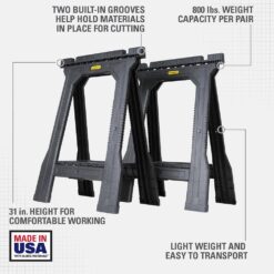 Stanley STST60952 4 in. W x 32 in. H Plastic Folding Sawhorse (2 Pack)