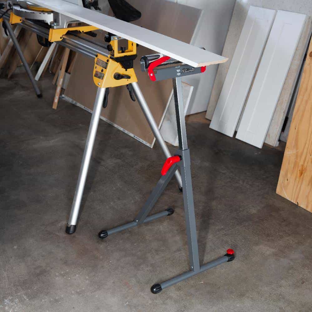 XtremepowerUS 28 in. H x 17.5 in. W Folding Roller Stand Saw Horse Height Adjustable 250 lbs. Load Capacity -Grey