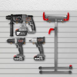 XtremepowerUS 28 in. H x 17.5 in. W Folding Roller Stand Saw Horse Height Adjustable 250 lbs. Load Capacity -Grey