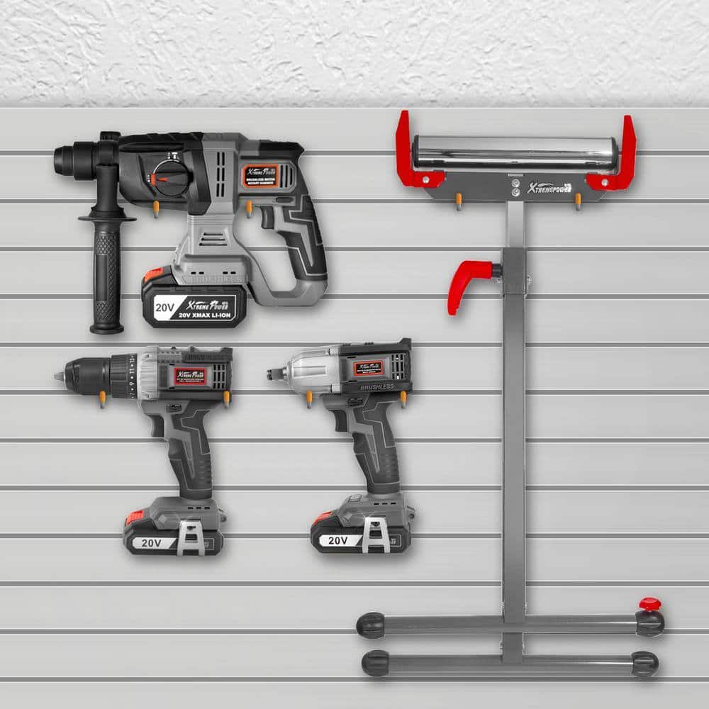 XtremepowerUS 28 in. H x 17.5 in. W Folding Roller Stand Saw Horse Height Adjustable 250 lbs. Load Capacity -Grey