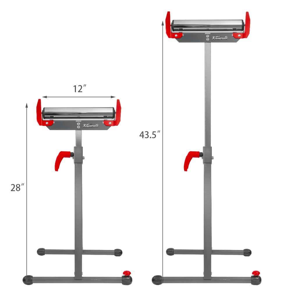 XtremepowerUS 28 in. H x 17.5 in. W Folding Roller Stand Saw Horse Height Adjustable 250 lbs. Load Capacity -Grey