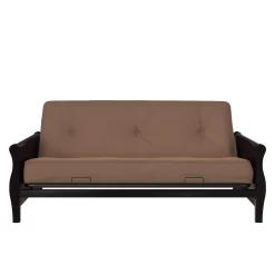 DHP Caden 8 Inch Futon Mattress with Tufted Cover and Recycled Polyester Fill, Full Size, Tan