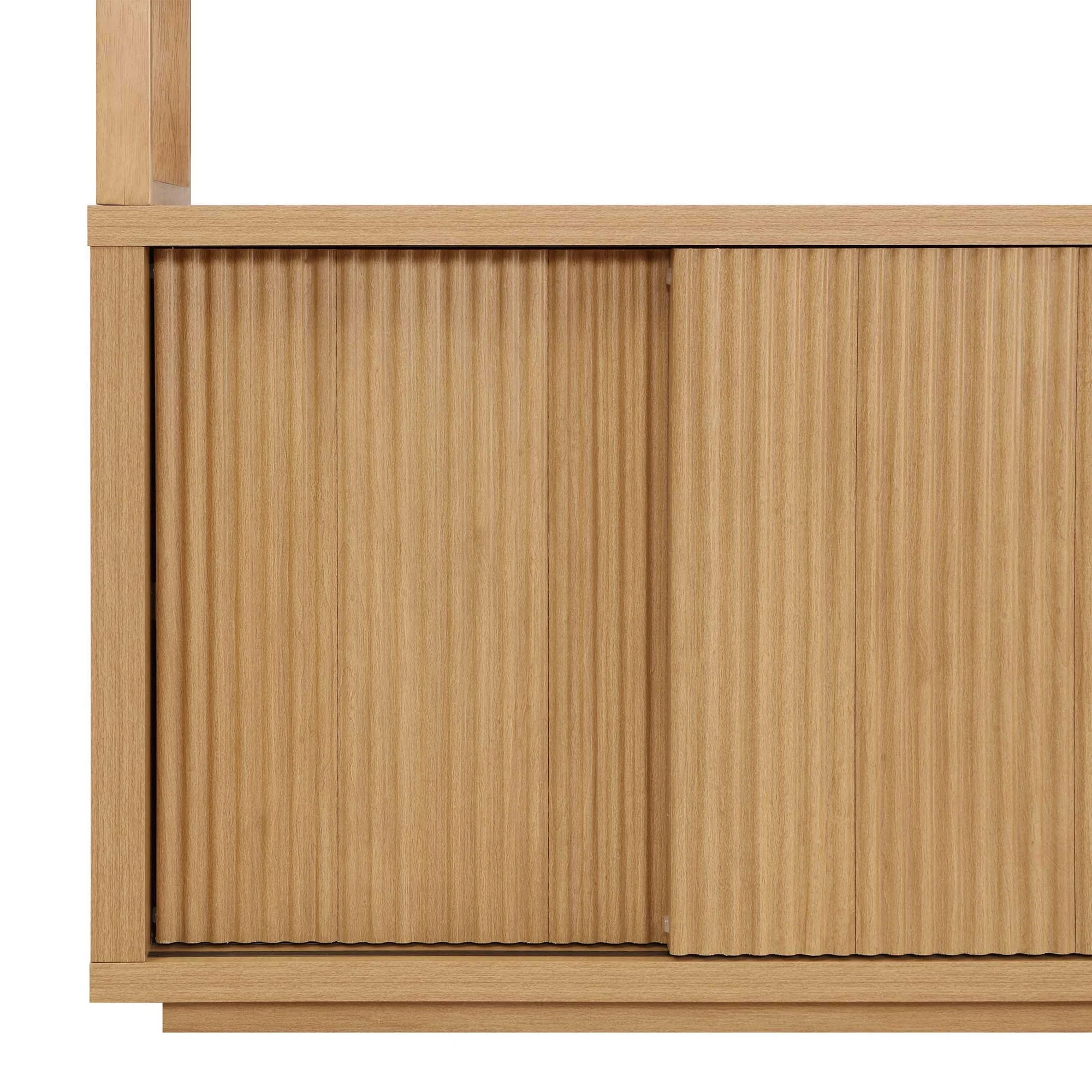 Beautiful Fluted 3-Shelf Bookcase with Storage Cabinet by Drew Barrymore, Adults, Light Honey Wood Finish