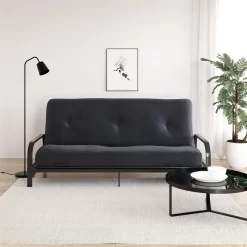 DHP Caden 8 Inch Futon Mattress with Tufted Cover and Recycled Polyester Fill, Full Size, Black