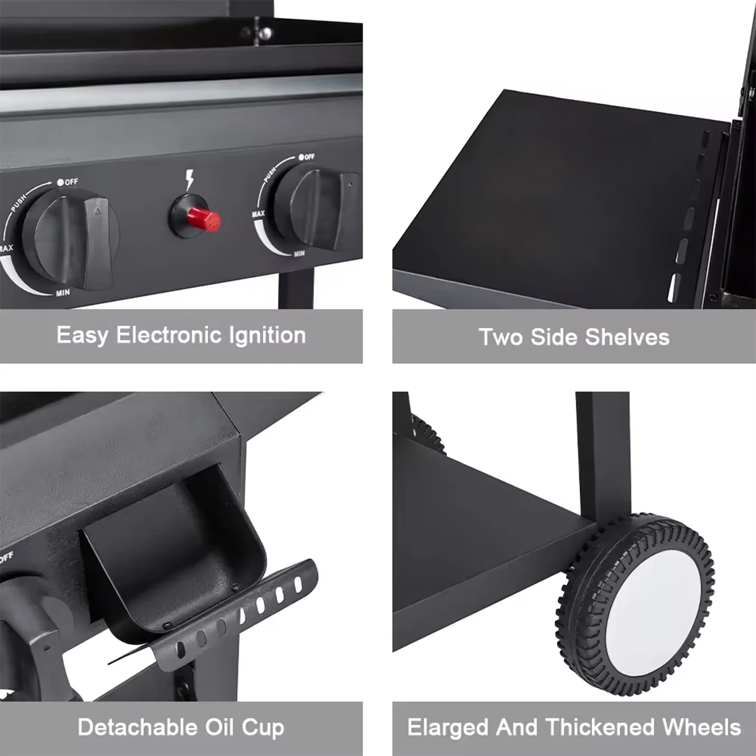 HONGGE 3-Burner Propane Flat Top Gas Grill Griddle, for BBQ, Camping