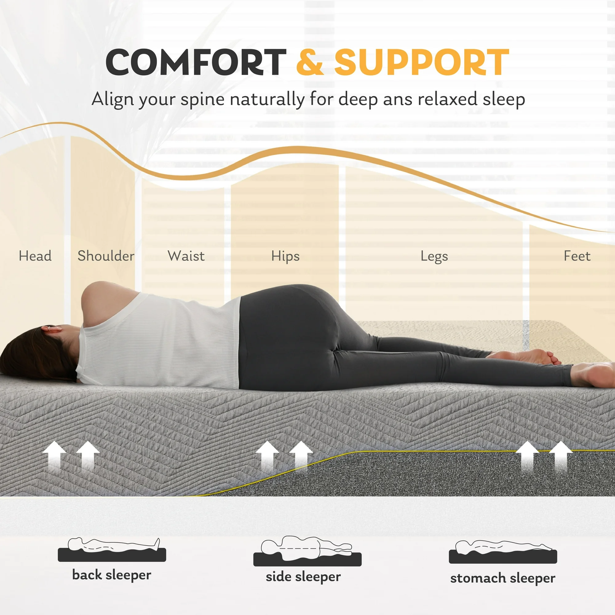 MLILY Ego Gray 14 inch Twin XL Size Mattress, Gel Memory Foam Mattress in a Box, Medium