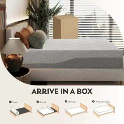 MLILY Ego Gray 14 inch Twin Bed Mattress, Gel Memory Foam Mattress in a Box, Medium