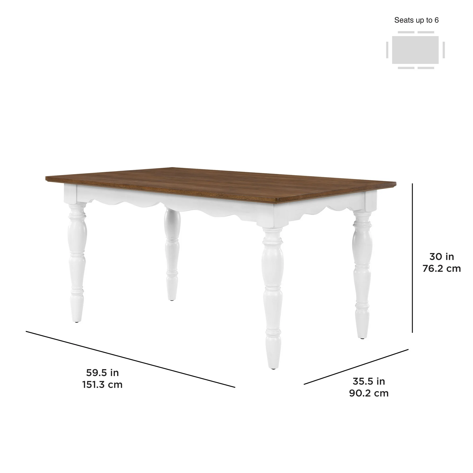 The Pioneer Woman 59.50" Traditional Dining Table, White