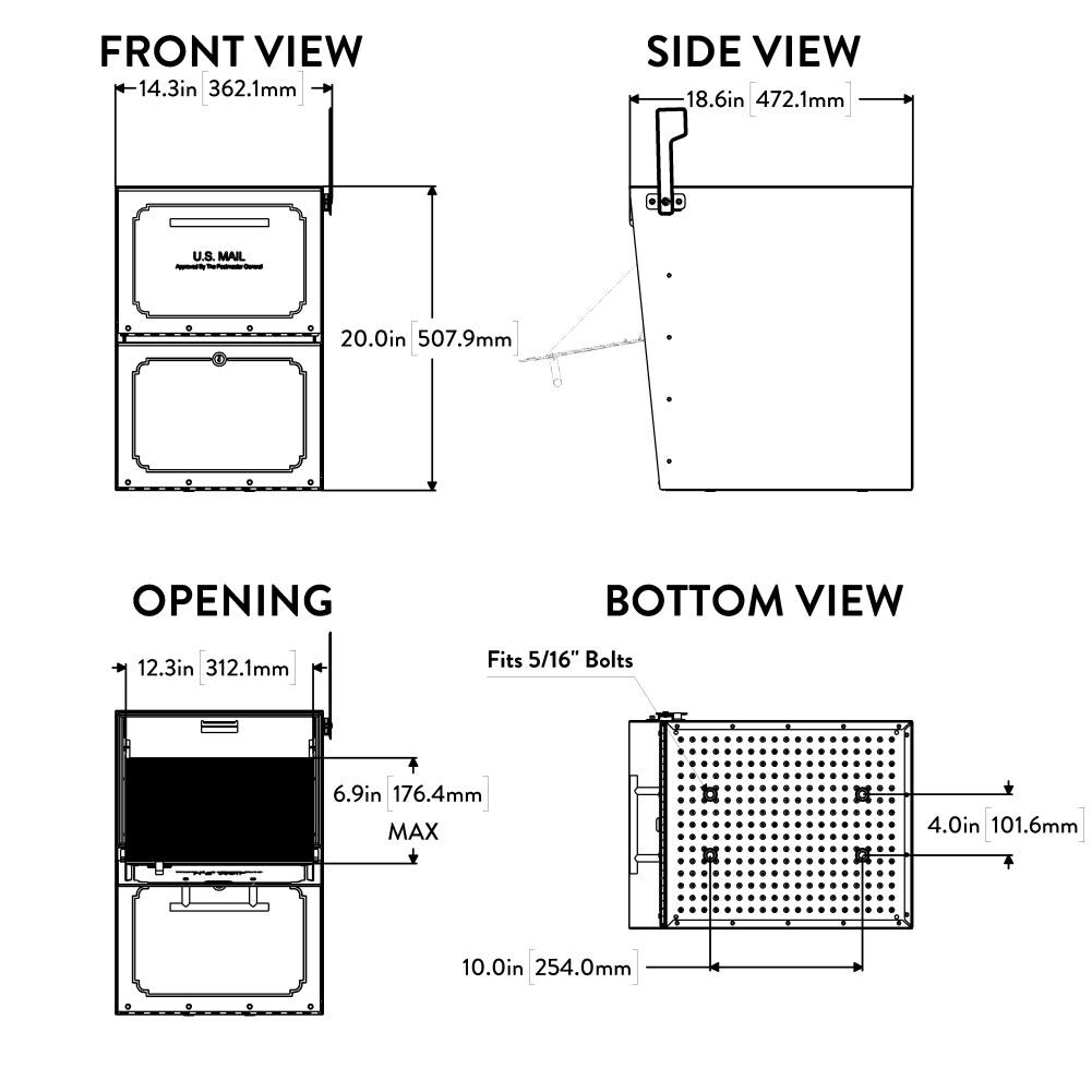 Architectural Mailboxes Oasis Titan Locking Metal Extra Large Mailbox Black - Image 4