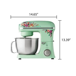 The Pioneer Woman 5 Quart 600W 6-Speed Professional Stand Mixer with Beater, Dough Hook and Whisk-Painted Meadow
