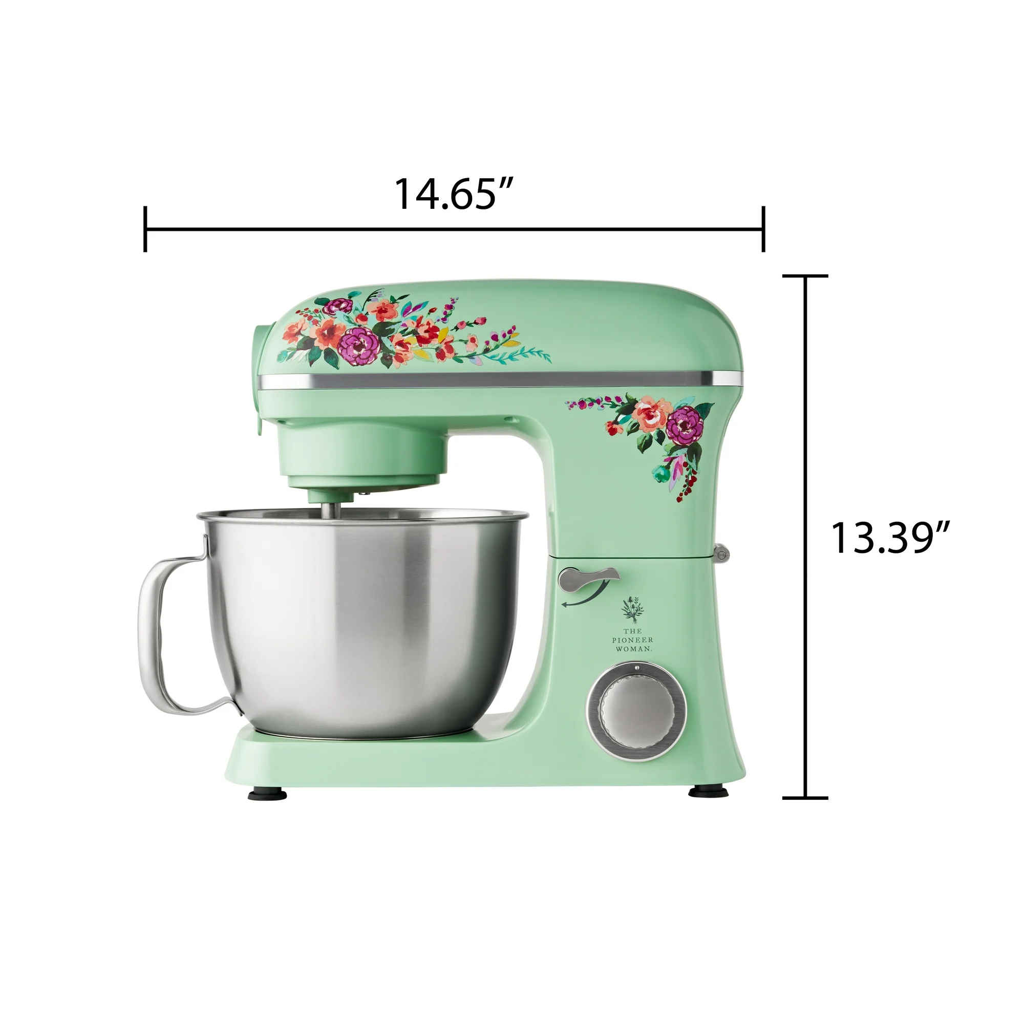 The Pioneer Woman 5 Quart 600W 6-Speed Professional Stand Mixer with Beater, Dough Hook and Whisk-Painted Meadow