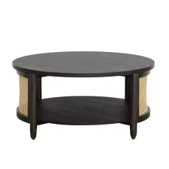 Better Homes & Gardens Springwood Caning Coffee Table, Charcoal Finish