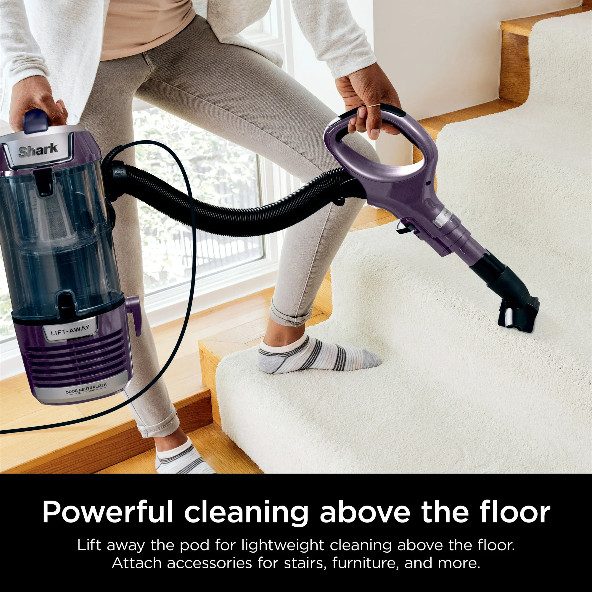Shark Lift-Away with PowerFins HairPro & Odor Neutralizer Technology Upright Multi Surface Vacuum, ZD550