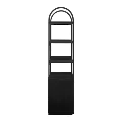 Beautiful Fluted 3-Shelf Bookcase with Storage Cabinet by Drew Barrymore, Rich Black Finish