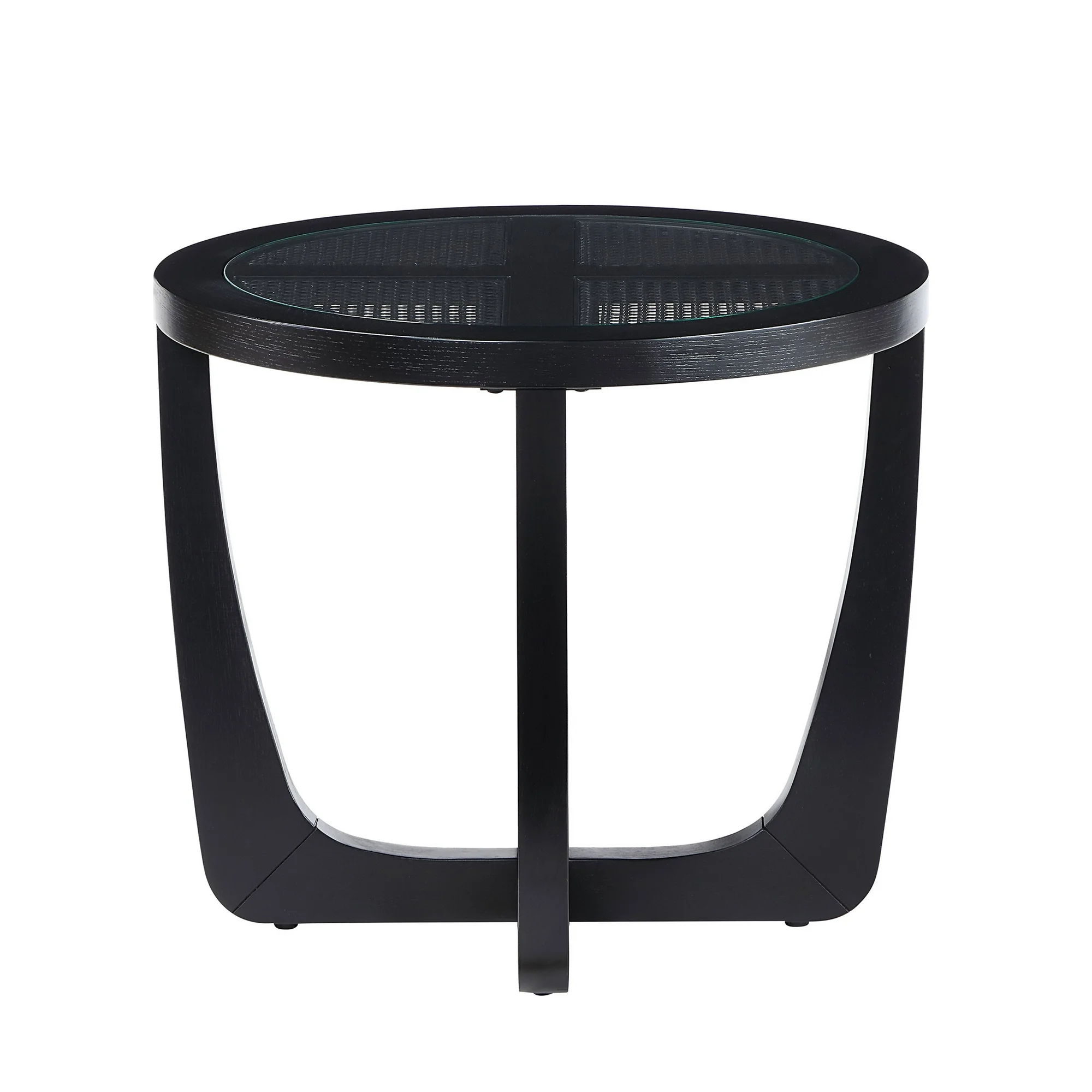 Beautiful Glass Rattan End Table, Black