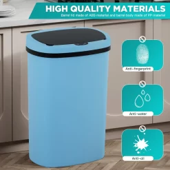 BestOffice 13 Gallon Plastic Touchless Trash Can with Motion Sensor for Indoor Use, 2 Pack(Blue)