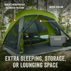 Coleman Skydome 6-Person Camping Tent with Screen Room, Rock Grey