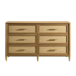 Better Homes & Gardens Springwood Caning 6-Drawer Dresser, Light Honey Finish