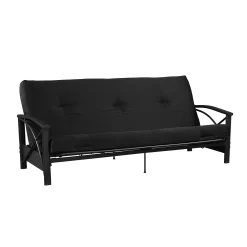 Mainstays 6 Inch Futon Mattress with Tufted Cover and Recycled Polyester Fill, Full, Black