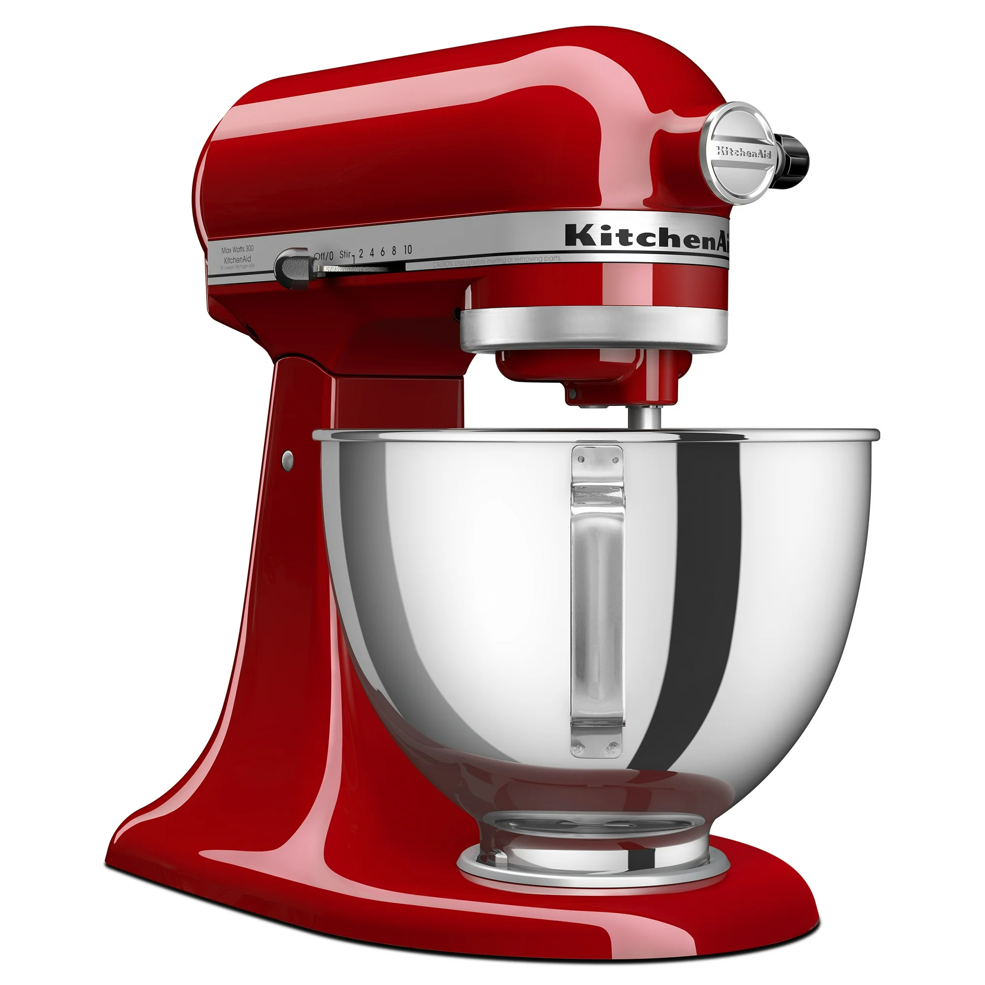 KitchenAid Deluxe 4.5 Stand Mixer, Empire Red with Flat Beater, Dough Hook, Whip