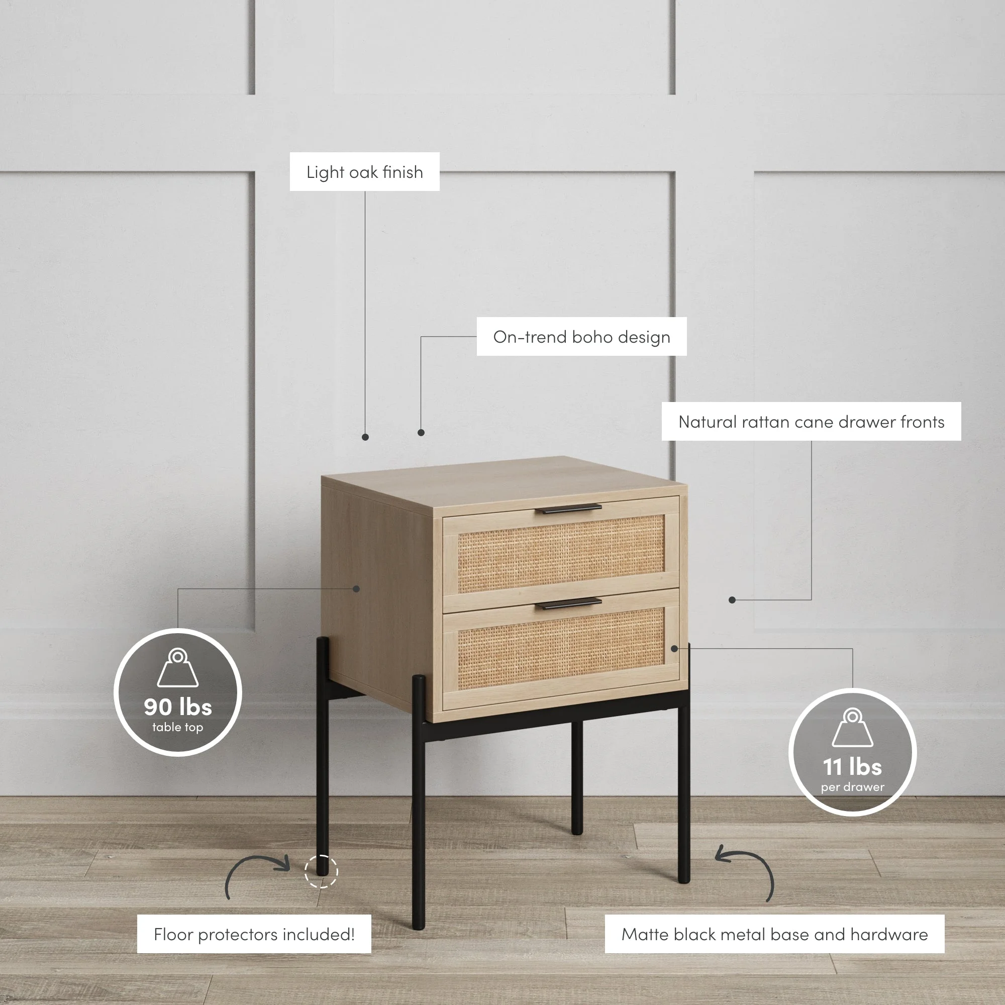Nathan James Andrew Side Table with 2 Drawers