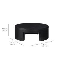 Beautiful Mod Round Coffee Table by Drew Barrymore, Black Wood Finish