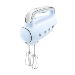 SMEG Pastel Blue 50's Retro Style Electric Hand Mixer with Set of Beaters, Set of Dough Hooks and Set of Whisks