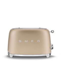 SMEG 2 Slice Toaster with 6 Presets and Defrost Function and Removable Crumb Tray TSF01CHMUS, Matte Champagne